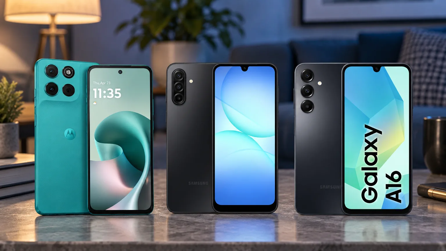 Motorola G57 8GB 128GB, Samsung Galaxy A17, 4G, 128GB and Samsung Galaxy A16 4G 128GB